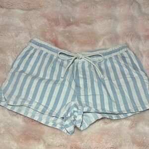 Aerie Blue and White Striped Women Shorts